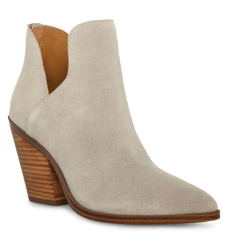 Blondo Wanda Suede Booties 5.5 Tan Gray Beige Western Ankle Boots Waterproof
